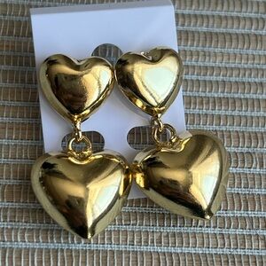 ⭐️-Gold double Heart Drop Earrings